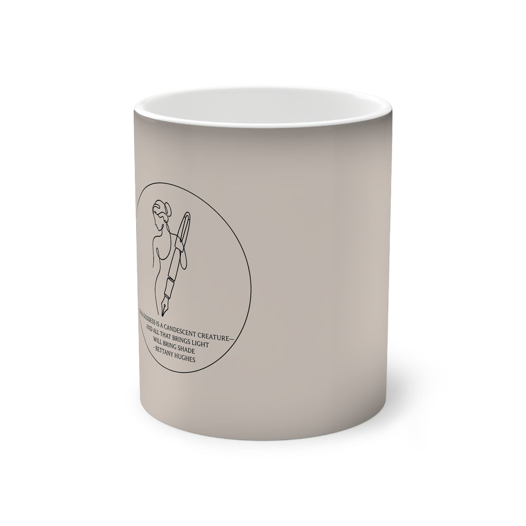 Color-Changing Ceramic Mug — Minimal Line Art Surfer Design, Heat Reveal 11 oz