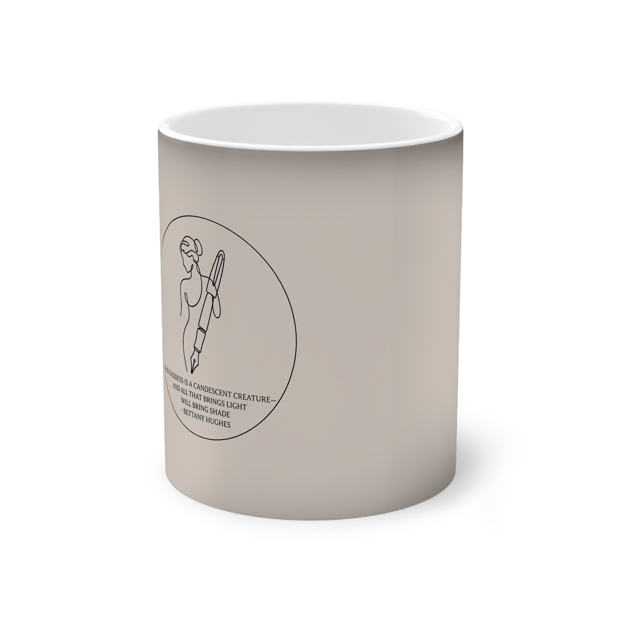 Color-Changing Ceramic Mug — Minimal Line Art Surfer Design, Heat Reveal 11 oz