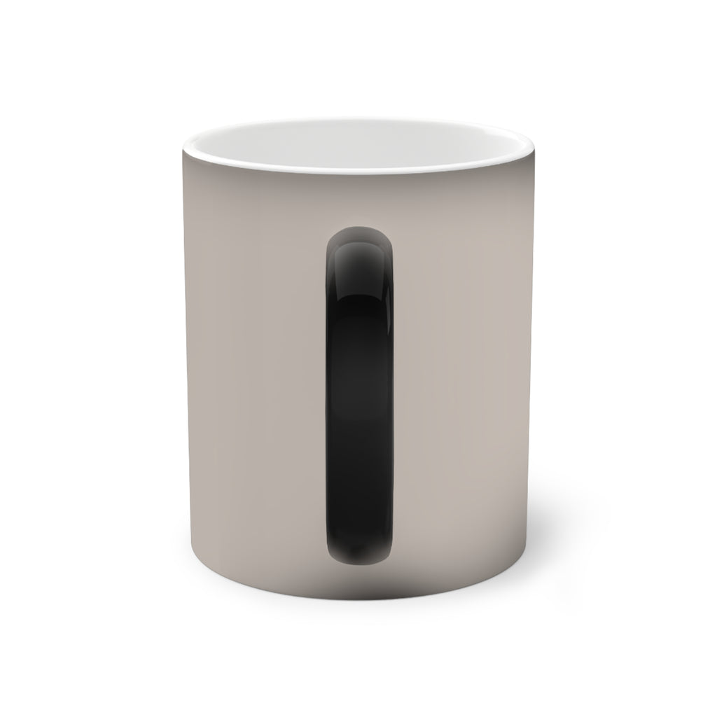 Color-Changing Ceramic Mug — Minimal Line Art Surfer Design, Heat Reveal 11 oz