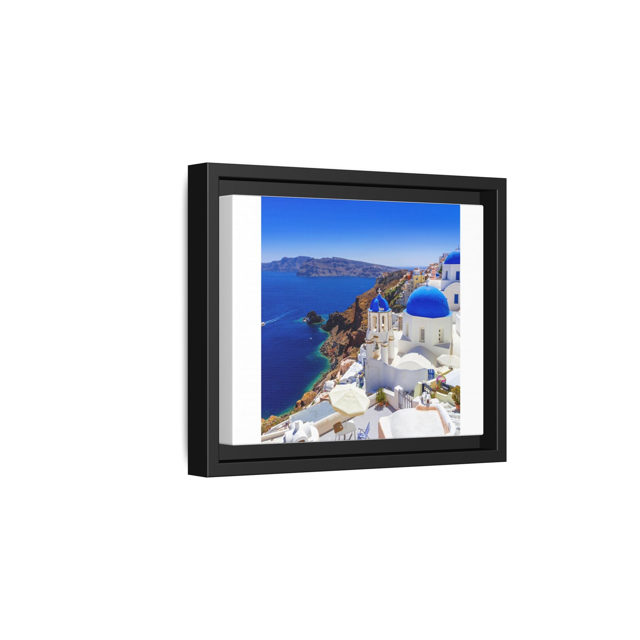 Santorini Seaside Matte Canvas Framed Print