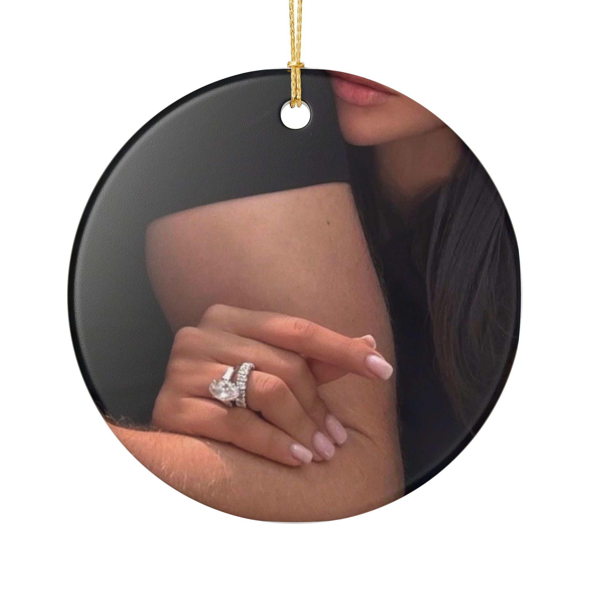 Photo Ceramic Ornament — Personalized Couple Hands Keepsake