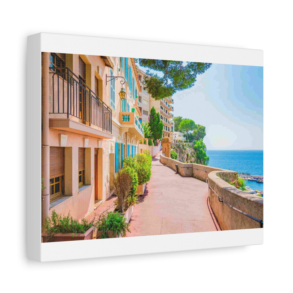 Coastal Promenade Canvas Print — Mediterranean Seaside Wall Art