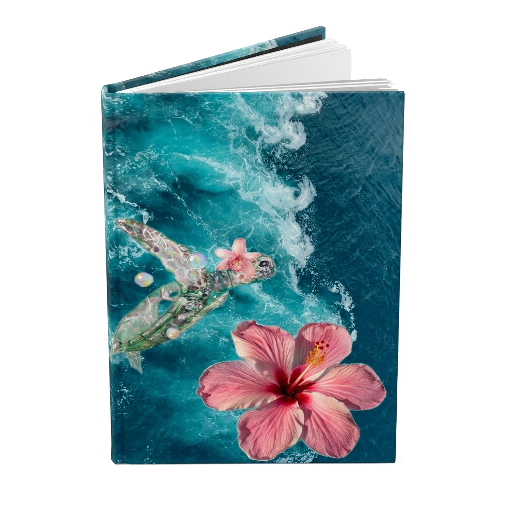 Ocean Hibiscus Hardcover Journal – Floral Beach Notebook for Travel, Reflection & Gift