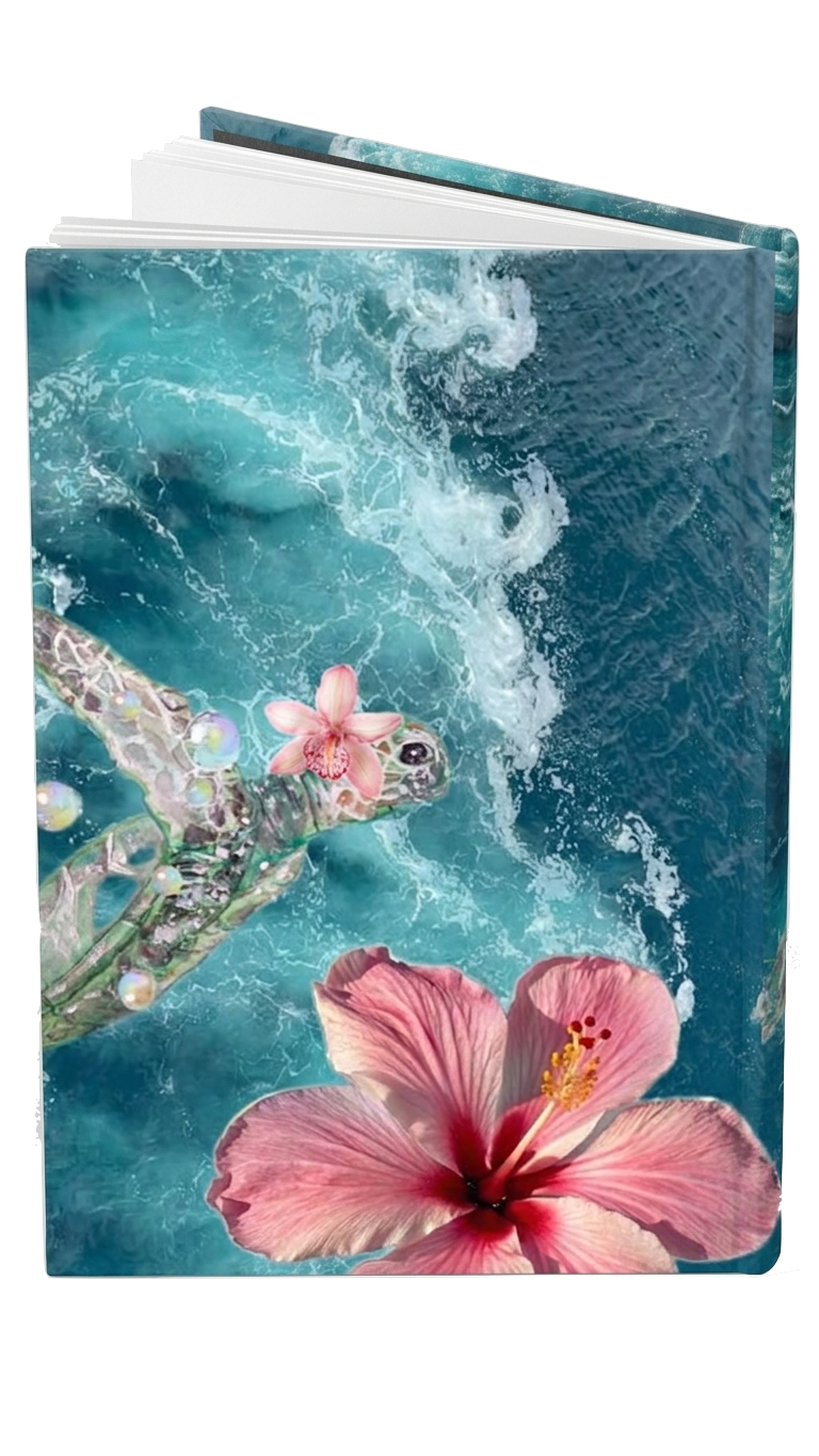 Ocean Hibiscus Hardcover Journal – Floral Beach Notebook for Travel, Reflection & Gift