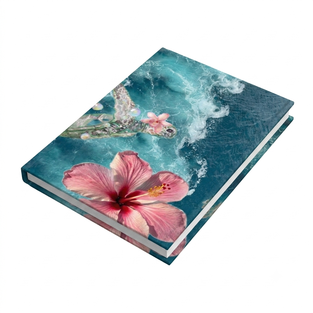 Ocean Hibiscus Hardcover Journal – Floral Beach Notebook for Travel, Reflection & Gift