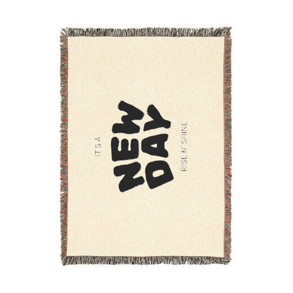 Woven Blanket — Minimal 'New Day' Cozy Throw (Neutral Reversible Design)