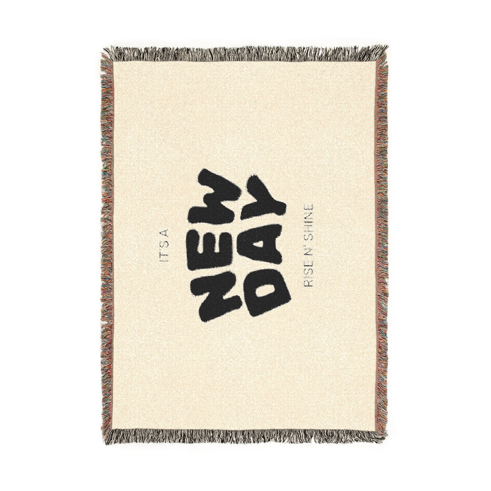 Woven Blanket — Minimal 'New Day' Cozy Throw (Neutral Reversible Design)