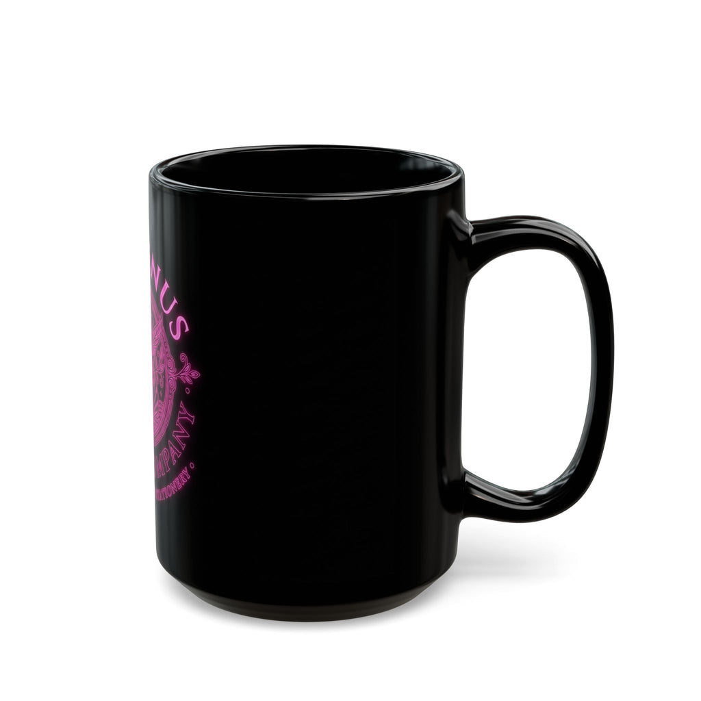 Black Ceramic Mug — The Venus Paper Company Pink Retro Logo (11oz, 15oz)