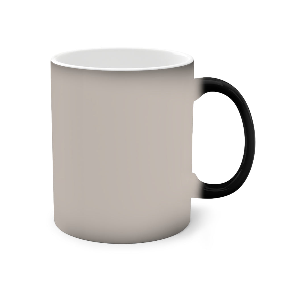 Color-Changing Ceramic Mug — Minimal Line Art Surfer Design, Heat Reveal 11 oz