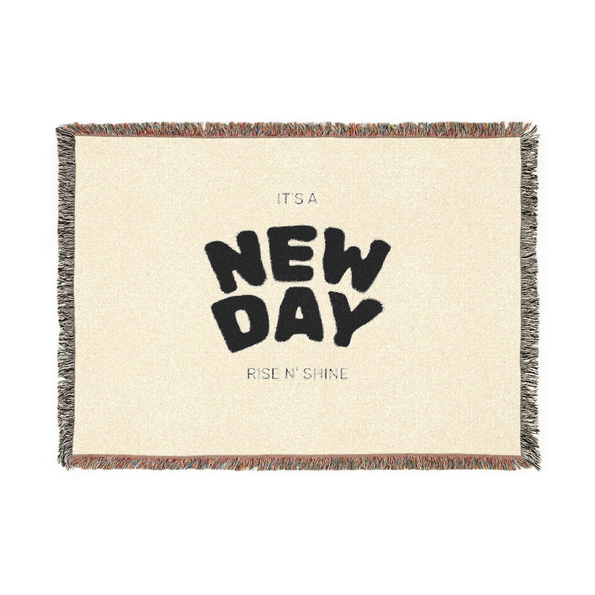 Woven Blanket — Minimal 'New Day' Cozy Throw (Neutral Reversible Design)