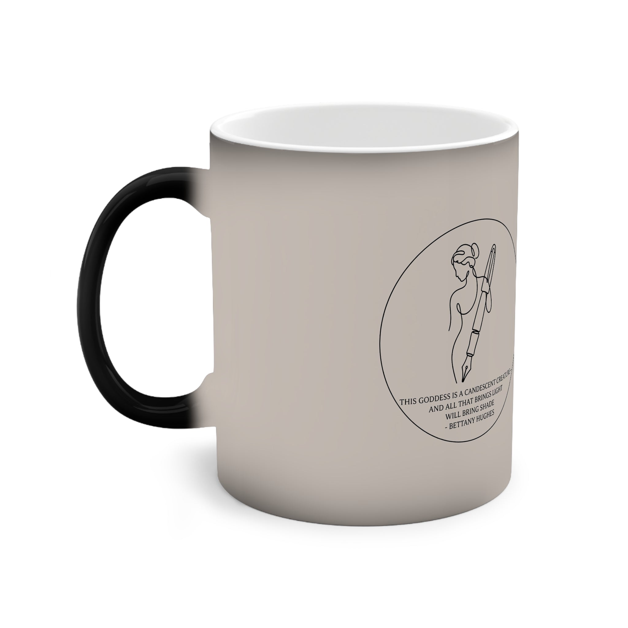 Color-Changing Ceramic Mug — Minimal Line Art Surfer Design, Heat Reveal 11 oz