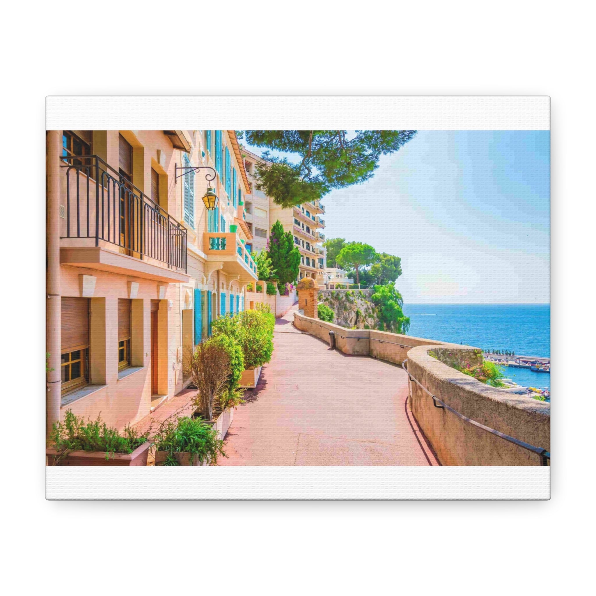 Coastal Promenade Canvas Print — Mediterranean Seaside Wall Art