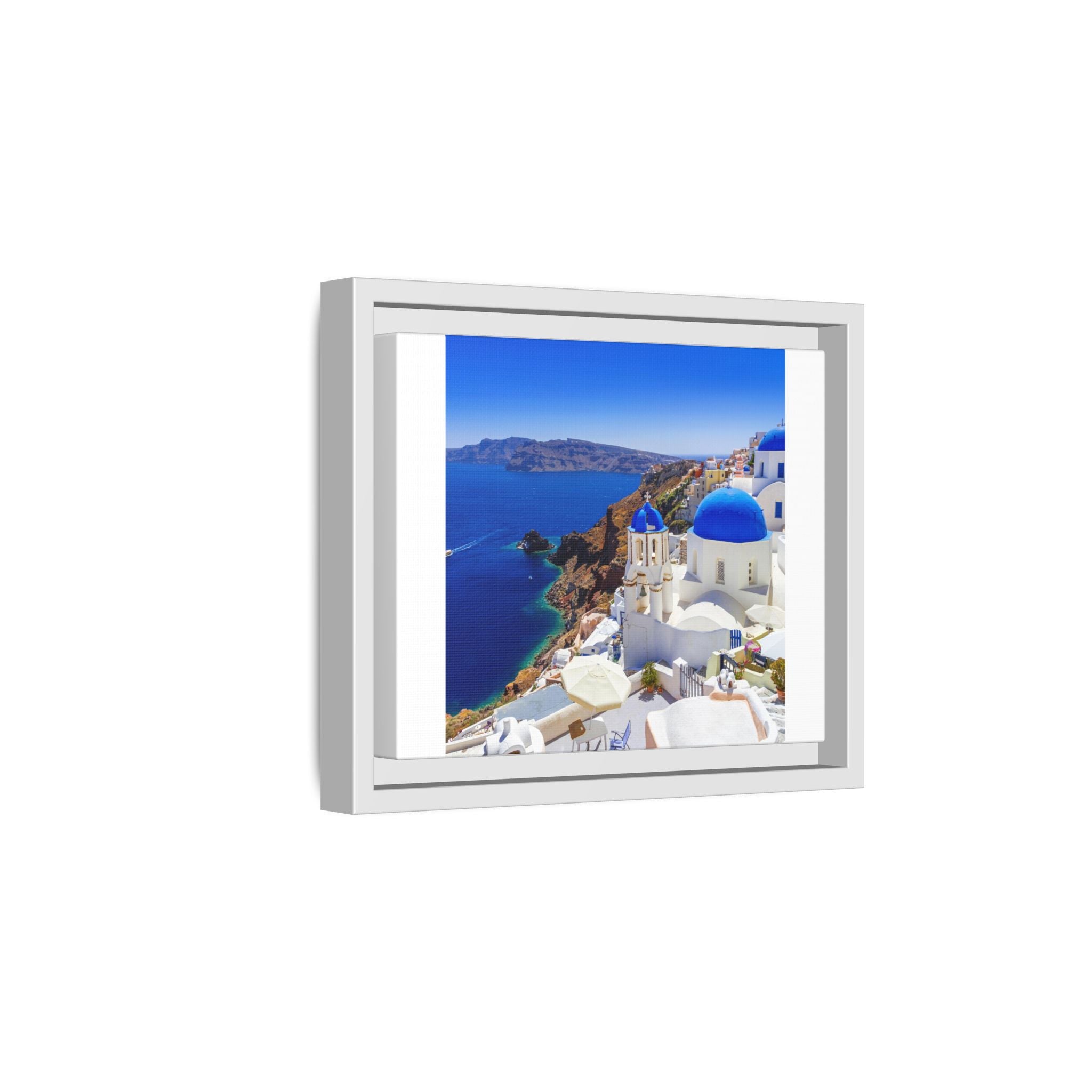 Santorini Seaside Matte Canvas Framed Print
