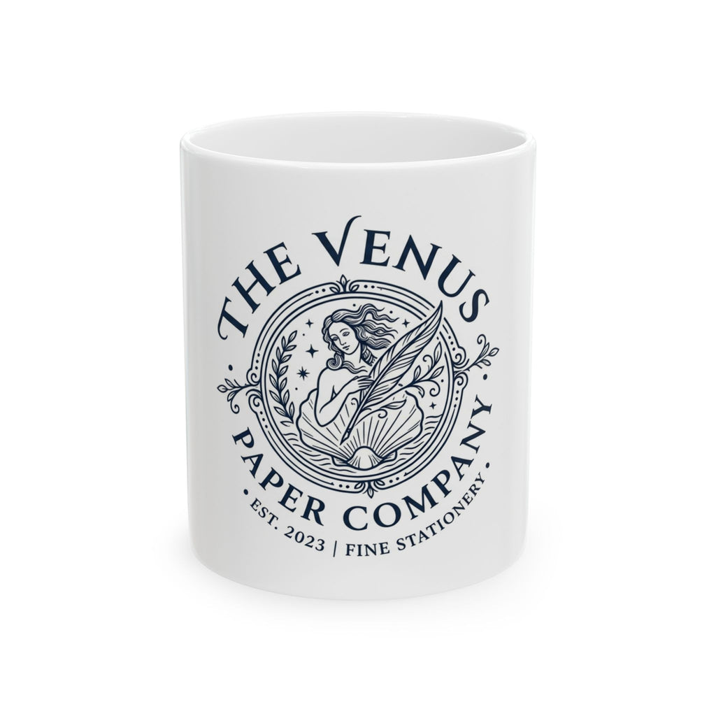Venus Paper Company Ceramic Mug — Vintage Mermaid Logo Coffee Cup (11oz & 15oz)