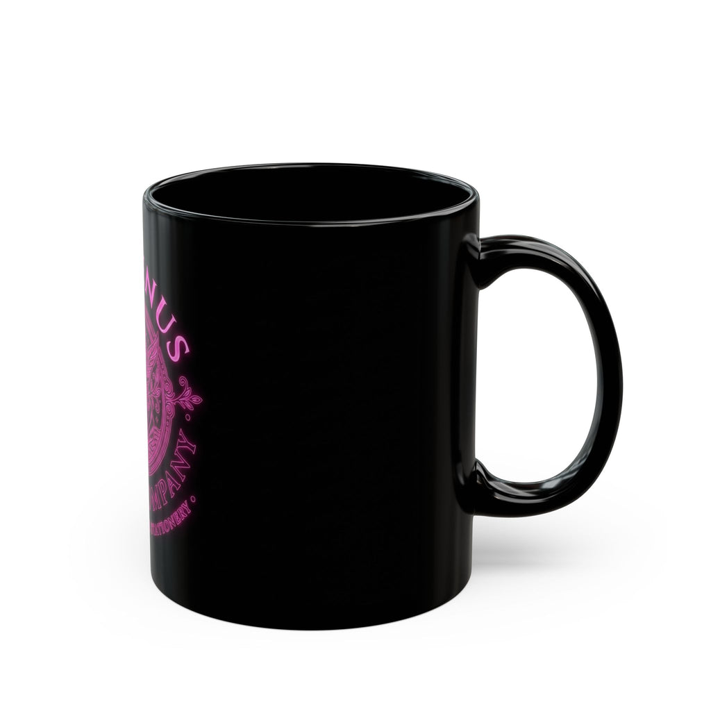 Black Ceramic Mug — The Venus Paper Company Pink Retro Logo (11oz, 15oz)