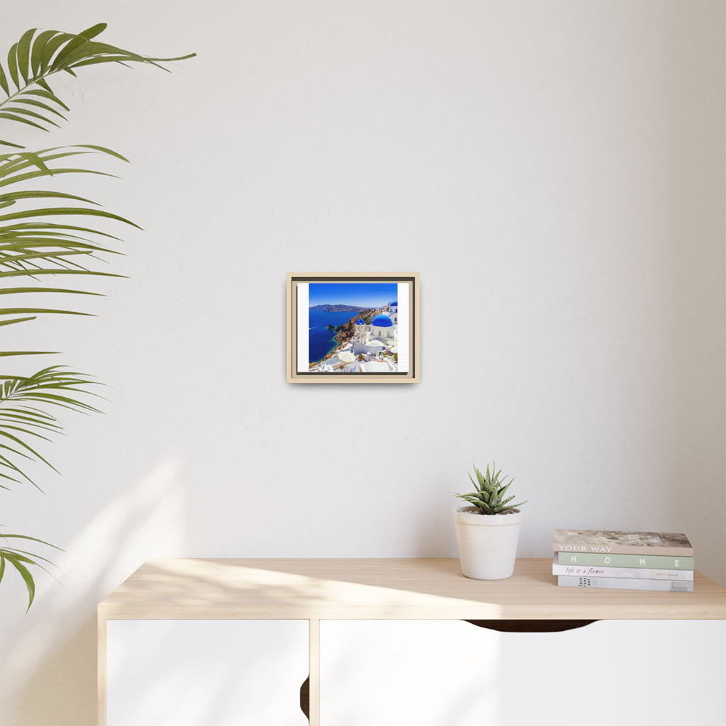 Santorini Seaside Matte Canvas Framed Print