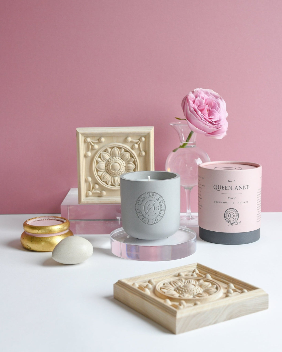 Architecture Collection Queen Anne Scented Candle Bergamot Rose Leather