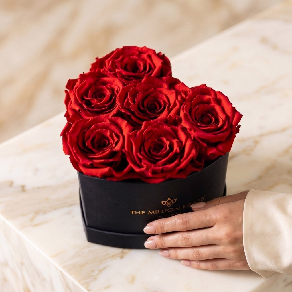 Baby Heart Black Gift Box | Red Roses, Romance Gift for Her