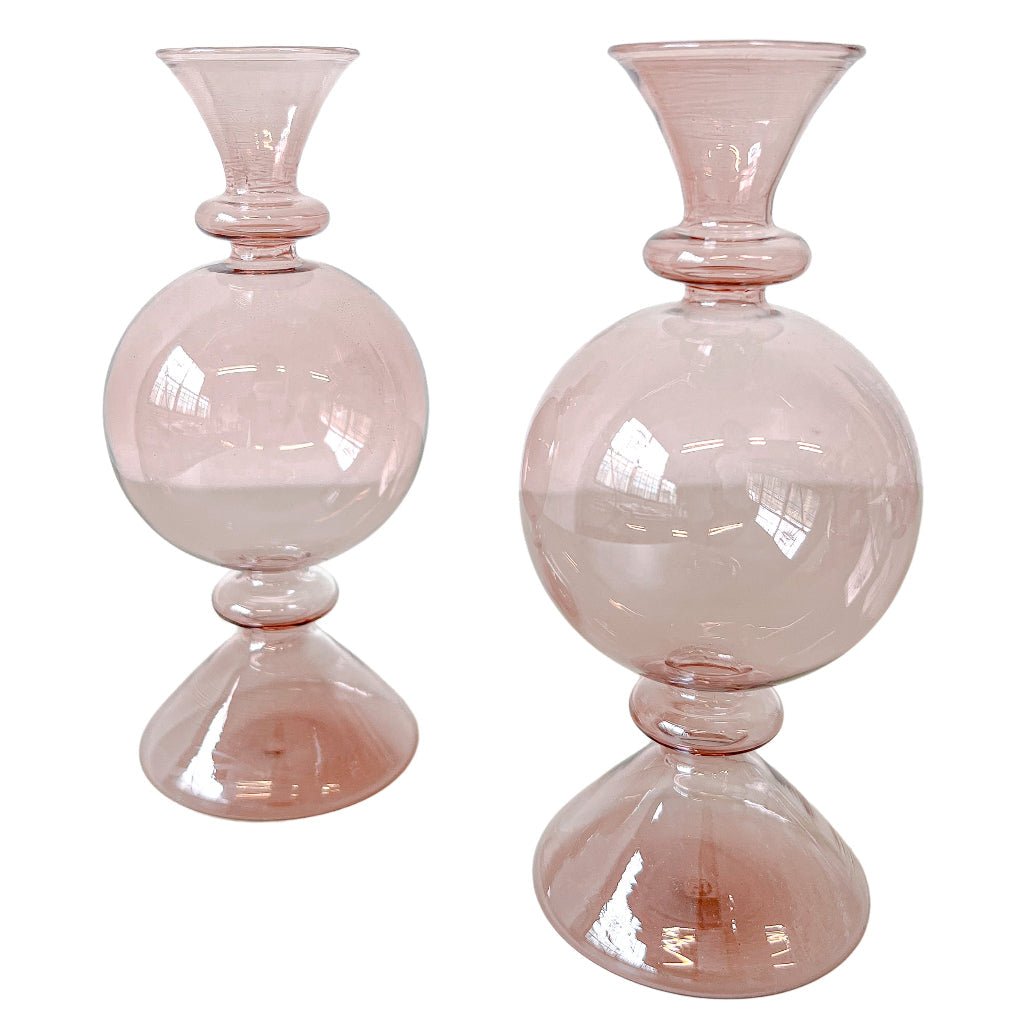 Cherry Blossom Pink Translucent Bauble Vase - Limited Edition Pair