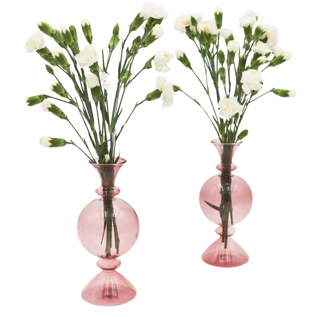Cherry Blossom Pink Translucent Bauble Vase - Limited Edition Pair