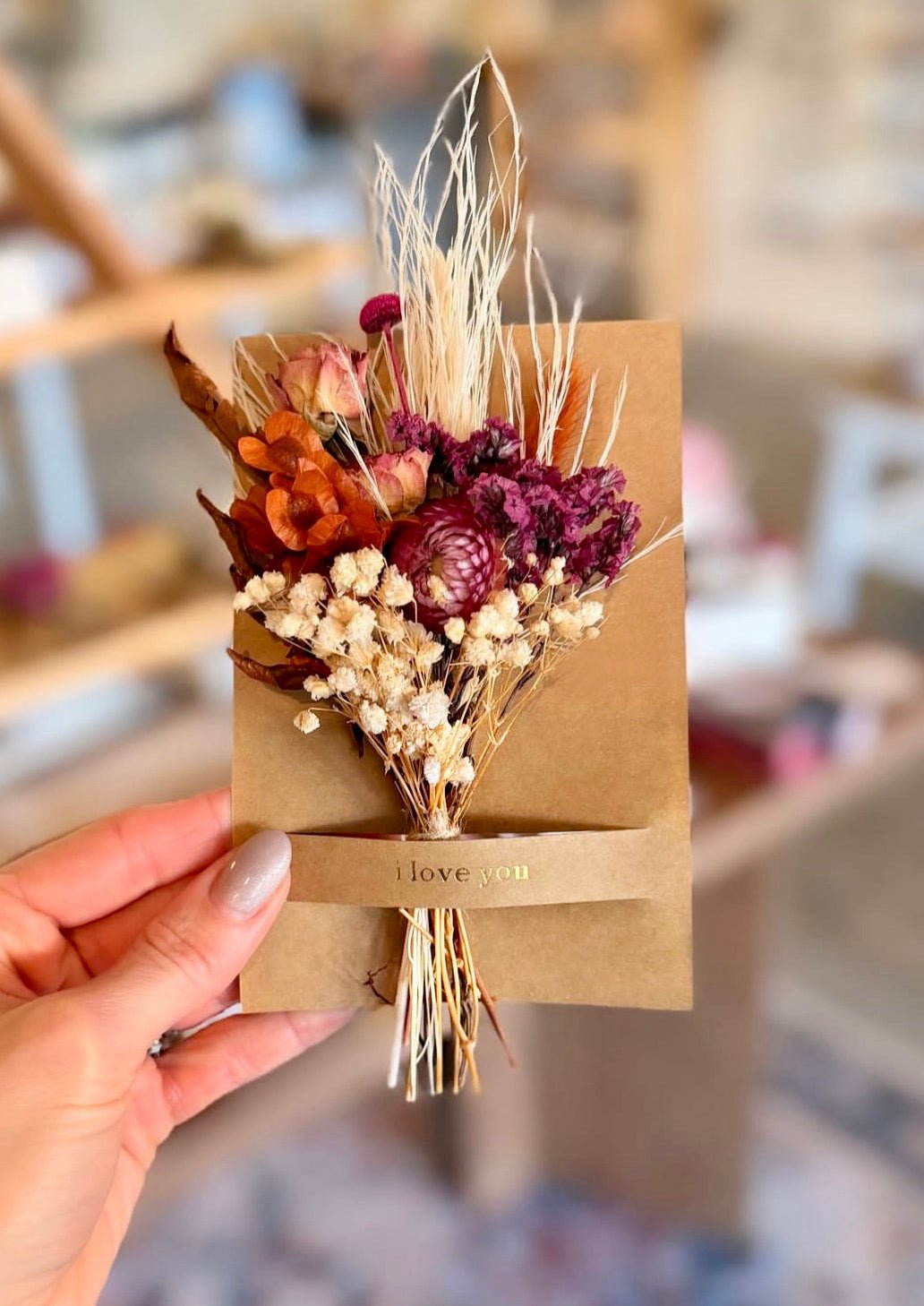 Congrats Mini Bouquet Card | Real Dried Flowers Luxe Gift Greeting Card