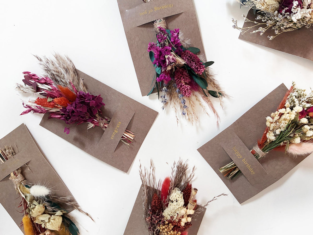 Congrats Mini Bouquet Card | Real Dried Flowers Luxe Gift Greeting Card