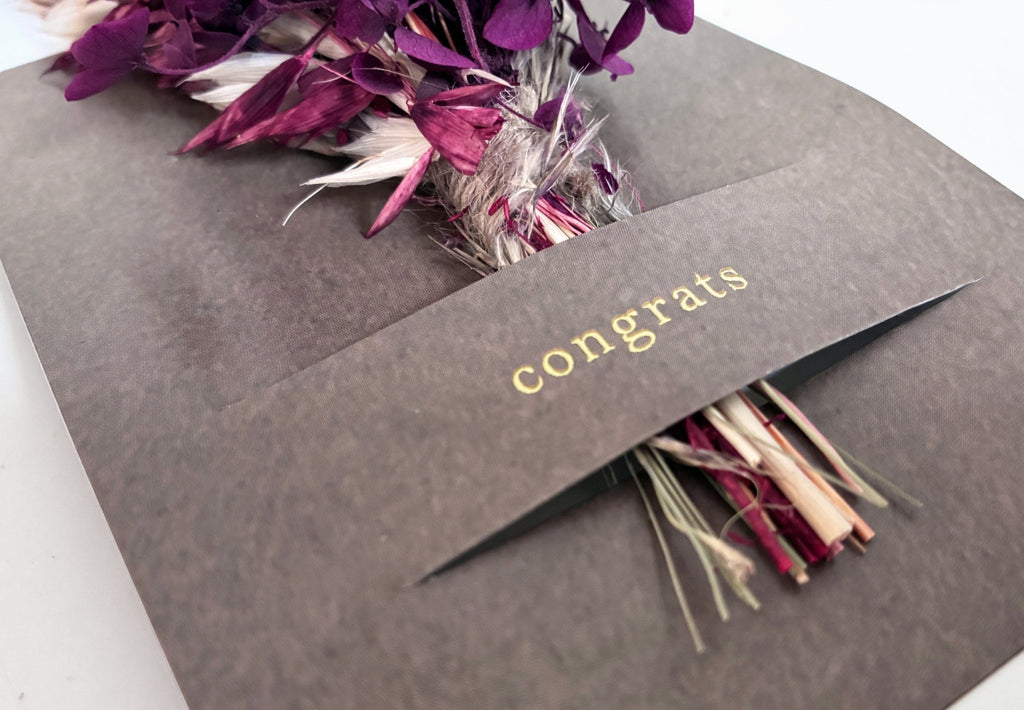 Congrats Mini Bouquet Card | Real Dried Flowers Luxe Gift Greeting Card