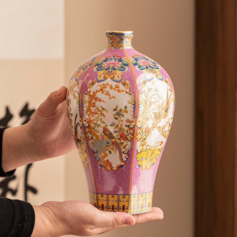 Elegant Enamel Porcelain Vase In A Regal Courtly Style
