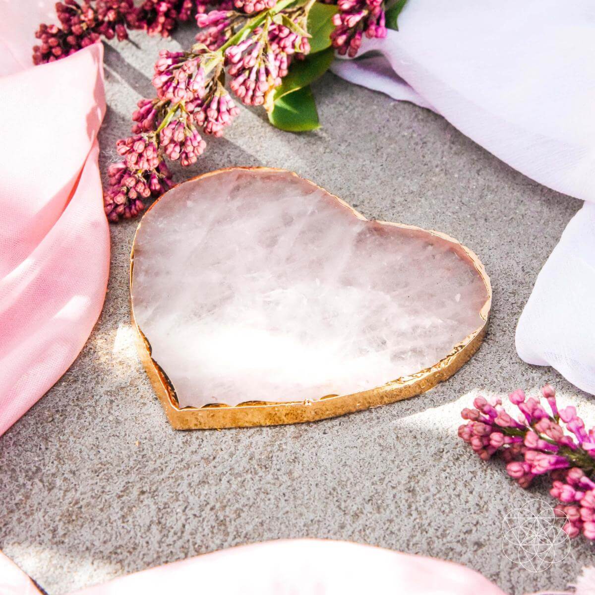 Elegant Rose Quartz Crystal Drink Coasters (Set of 2)