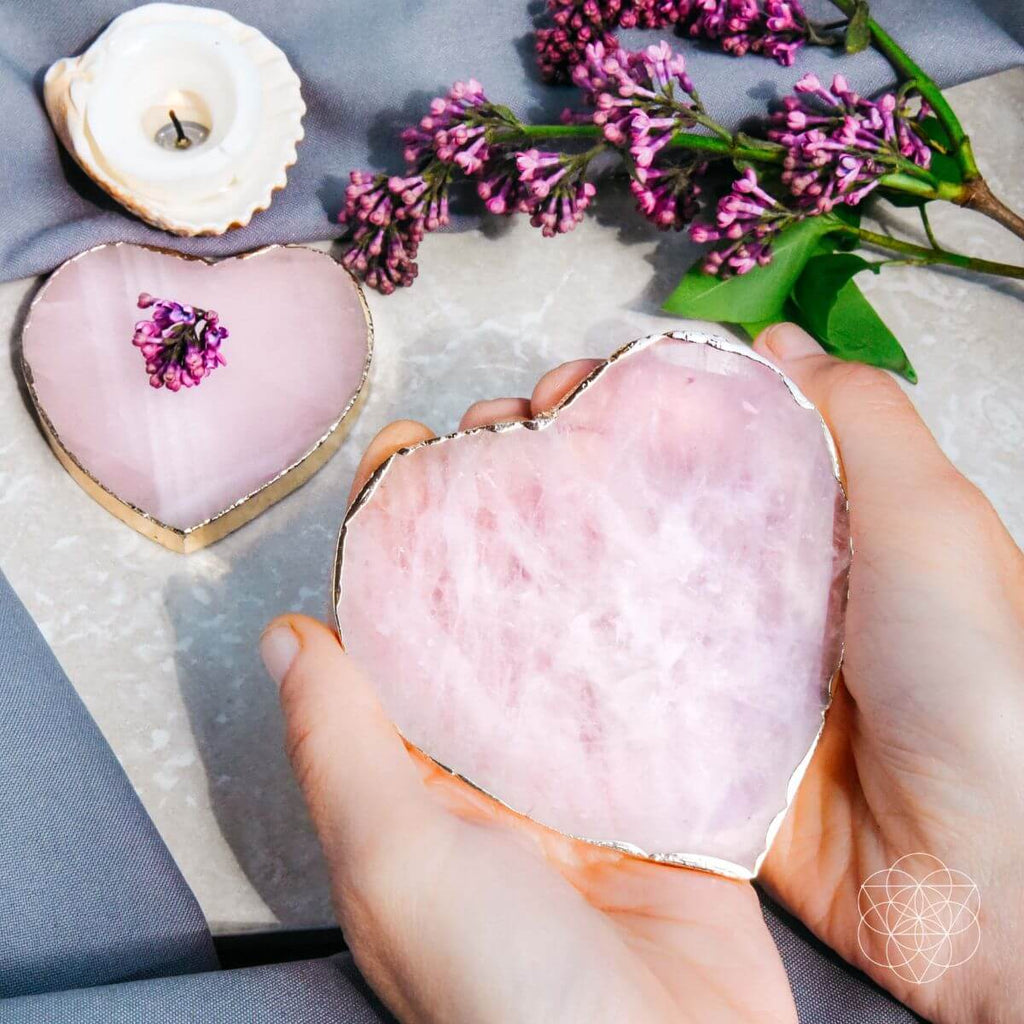 Elegant Rose Quartz Crystal Drink Coasters (Set of 2)