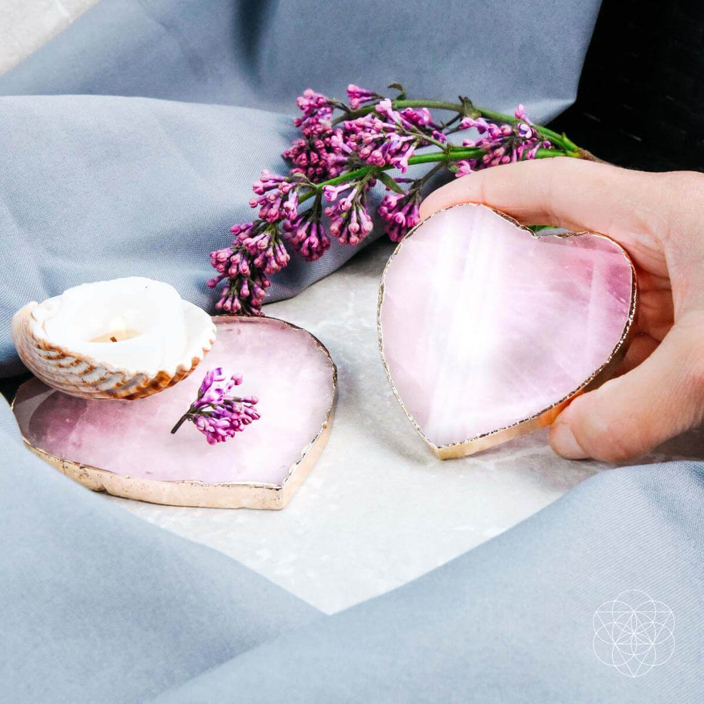 Elegant Rose Quartz Crystal Drink Coasters (Set of 2)