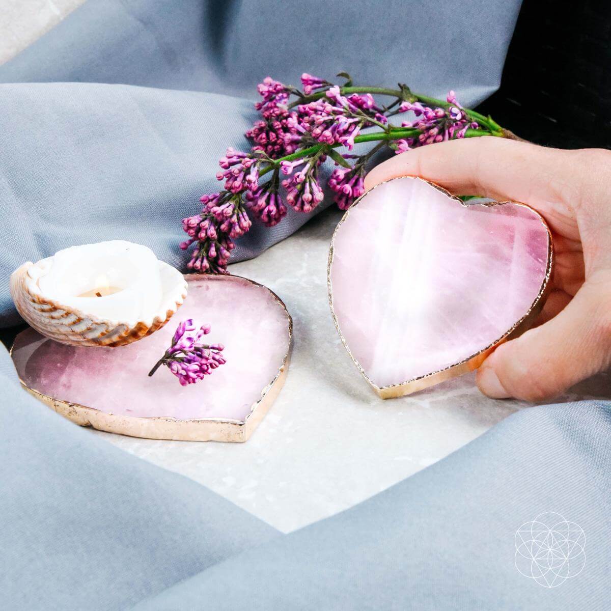 Elegant Rose Quartz Crystal Drink Coasters (Set of 2)
