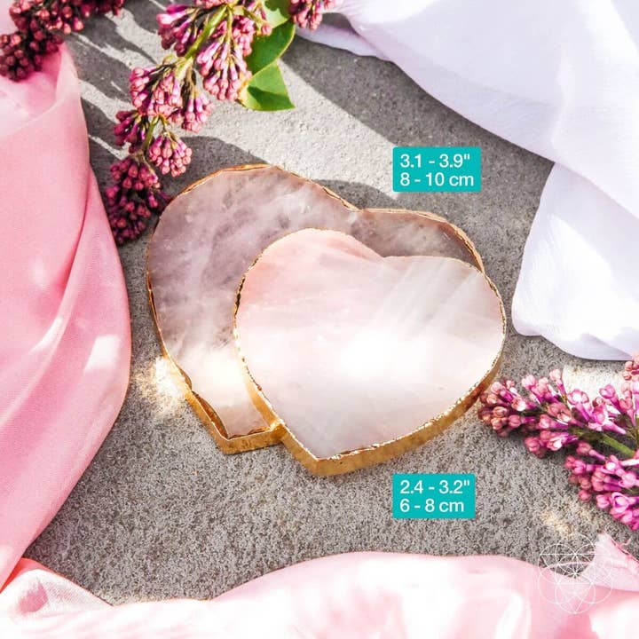 Elegant Rose Quartz Crystal Drink Coasters (Set of 2)