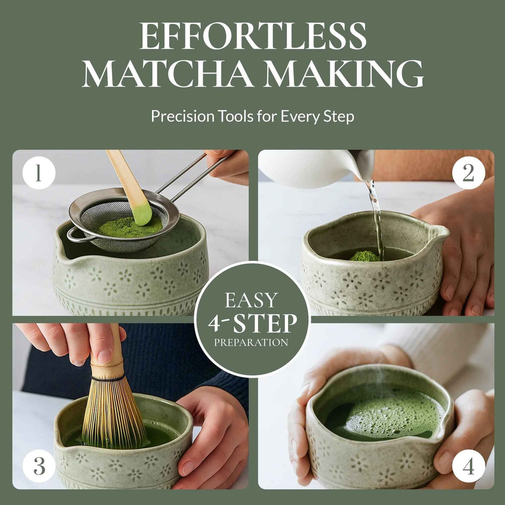 Pink Matcha Whisk Set Bamboo Chasen + Ceramic Chawan Gift Set