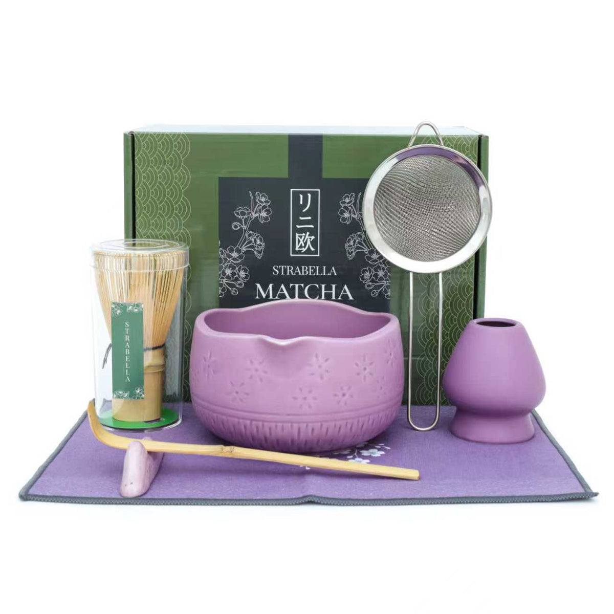 Pink Matcha Whisk Set Bamboo Chasen + Ceramic Chawan Gift Set