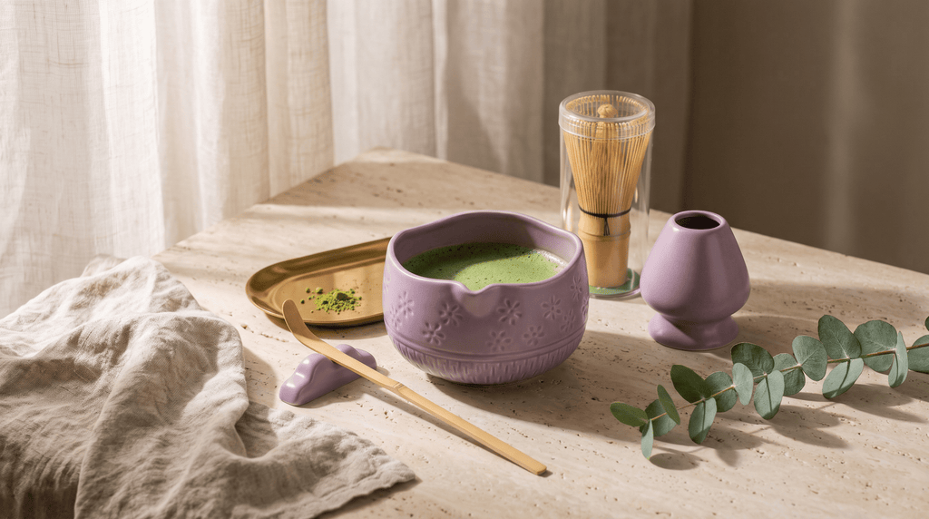 Pink Matcha Whisk Set Bamboo Chasen + Ceramic Chawan Gift Set