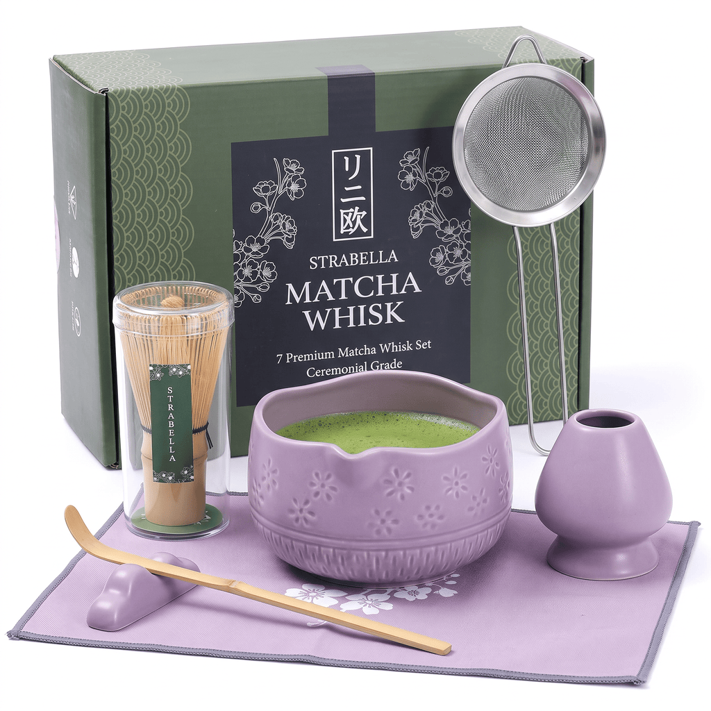 Pink Matcha Whisk Set Bamboo Chasen + Ceramic Chawan Gift Set