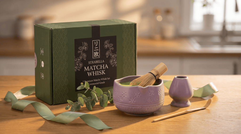 Pink Matcha Whisk Set Bamboo Chasen + Ceramic Chawan Gift Set