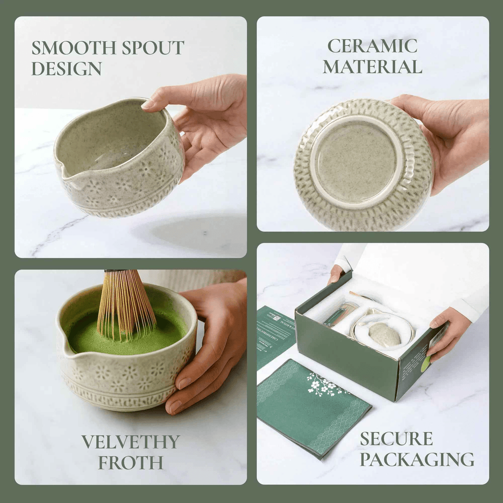 Pink Matcha Whisk Set Bamboo Chasen + Ceramic Chawan Gift Set