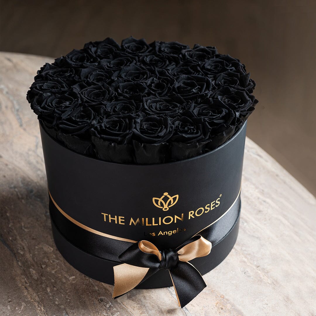 ‘Supreme’ Box With 28 Preserved Black “Forever” Roses-Luxury Lifestyle Gift for Her