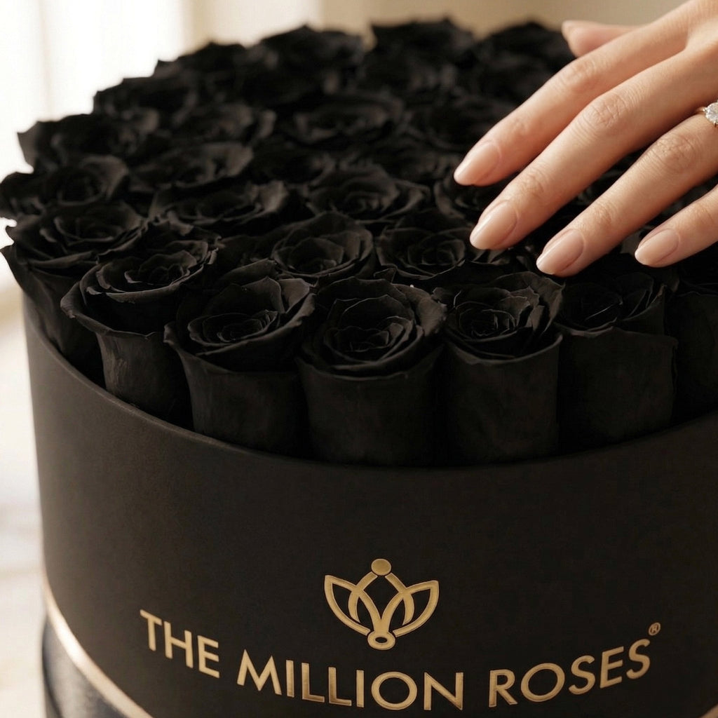 ‘Supreme’ Box With 28 Preserved Black “Forever” Roses-Luxury Lifestyle Gift for Her