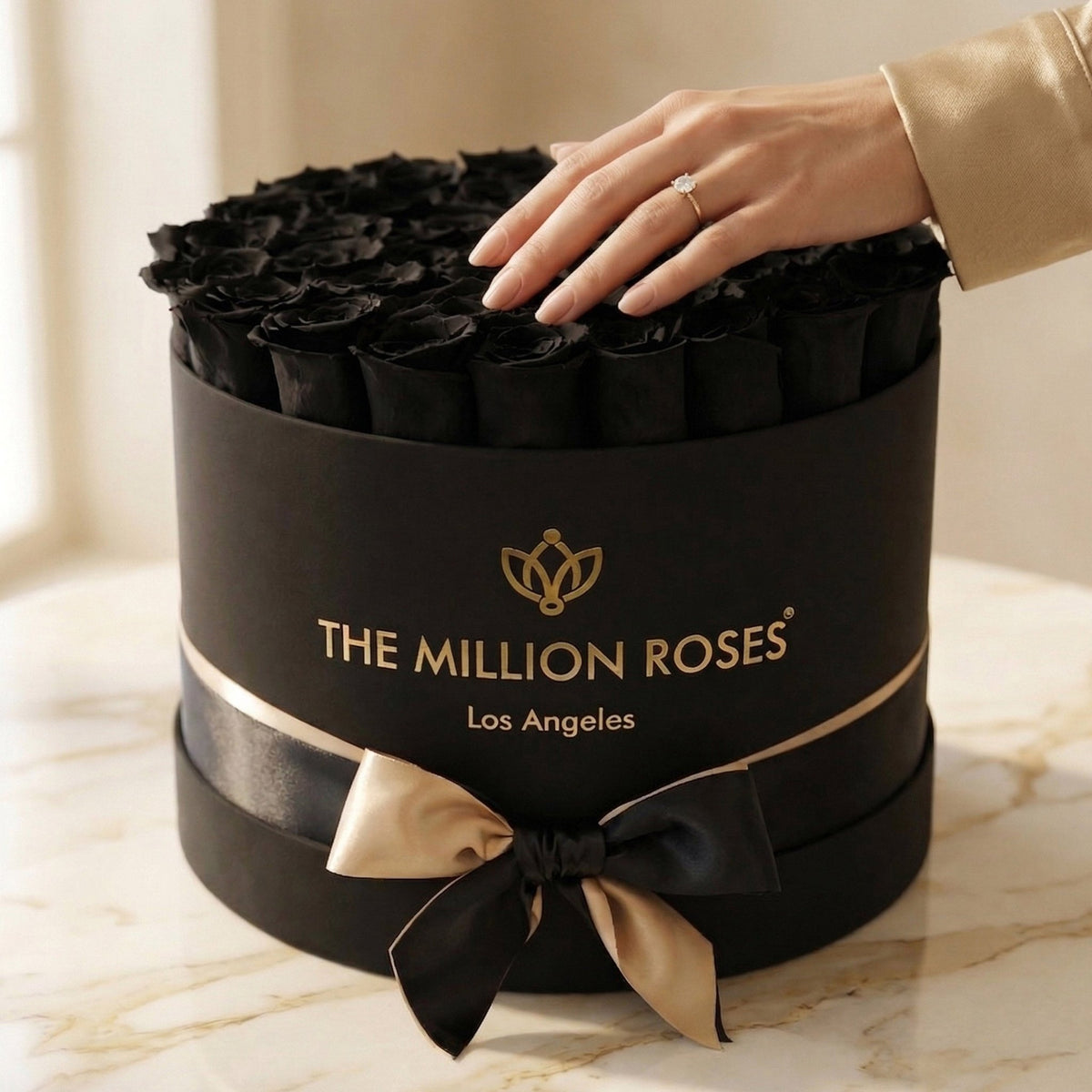 ‘Supreme’ Box With 28 Preserved Black “Forever” Roses-Luxury Lifestyle Gift for Her