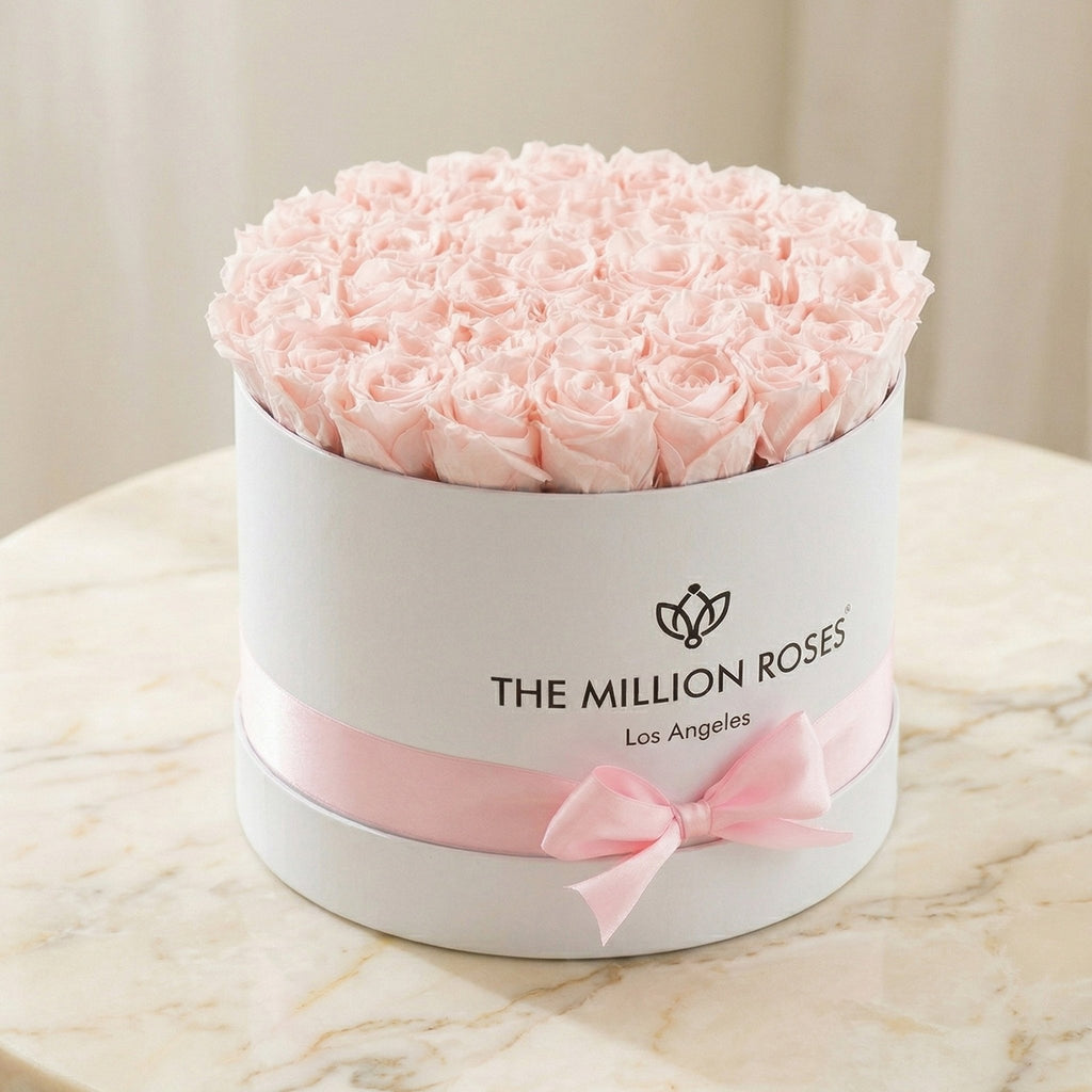 Supreme White Box Light Pink Preserved Roses- Best Gifts for Her