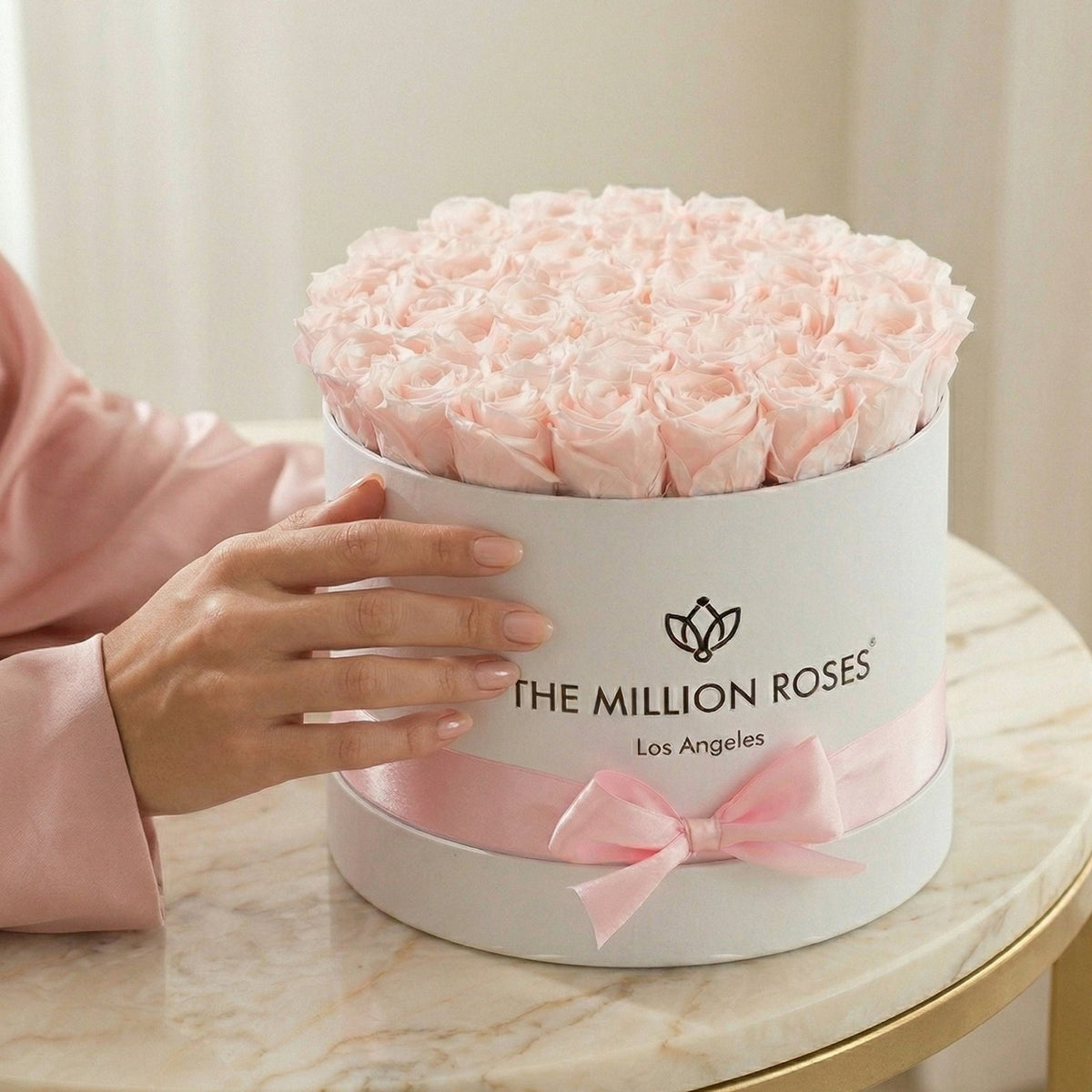 Supreme White Box Light Pink Preserved Roses- Best Gifts for Her