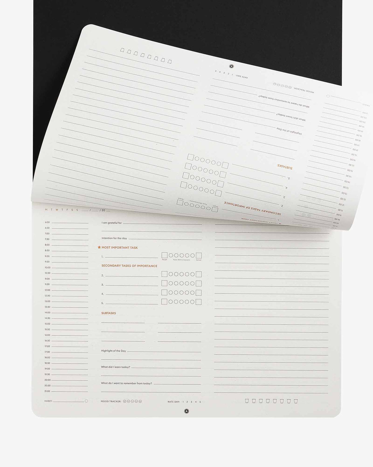 Undated Daily Desk Pad Planner For Tasks Habits Mood And Water