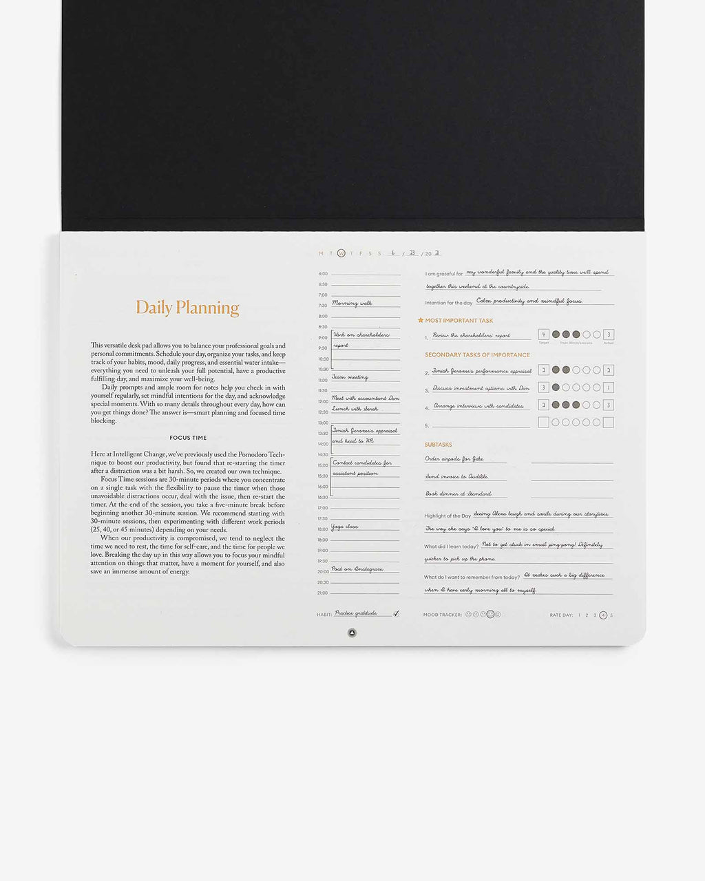 Undated Daily Desk Pad Planner For Tasks Habits Mood And Water
