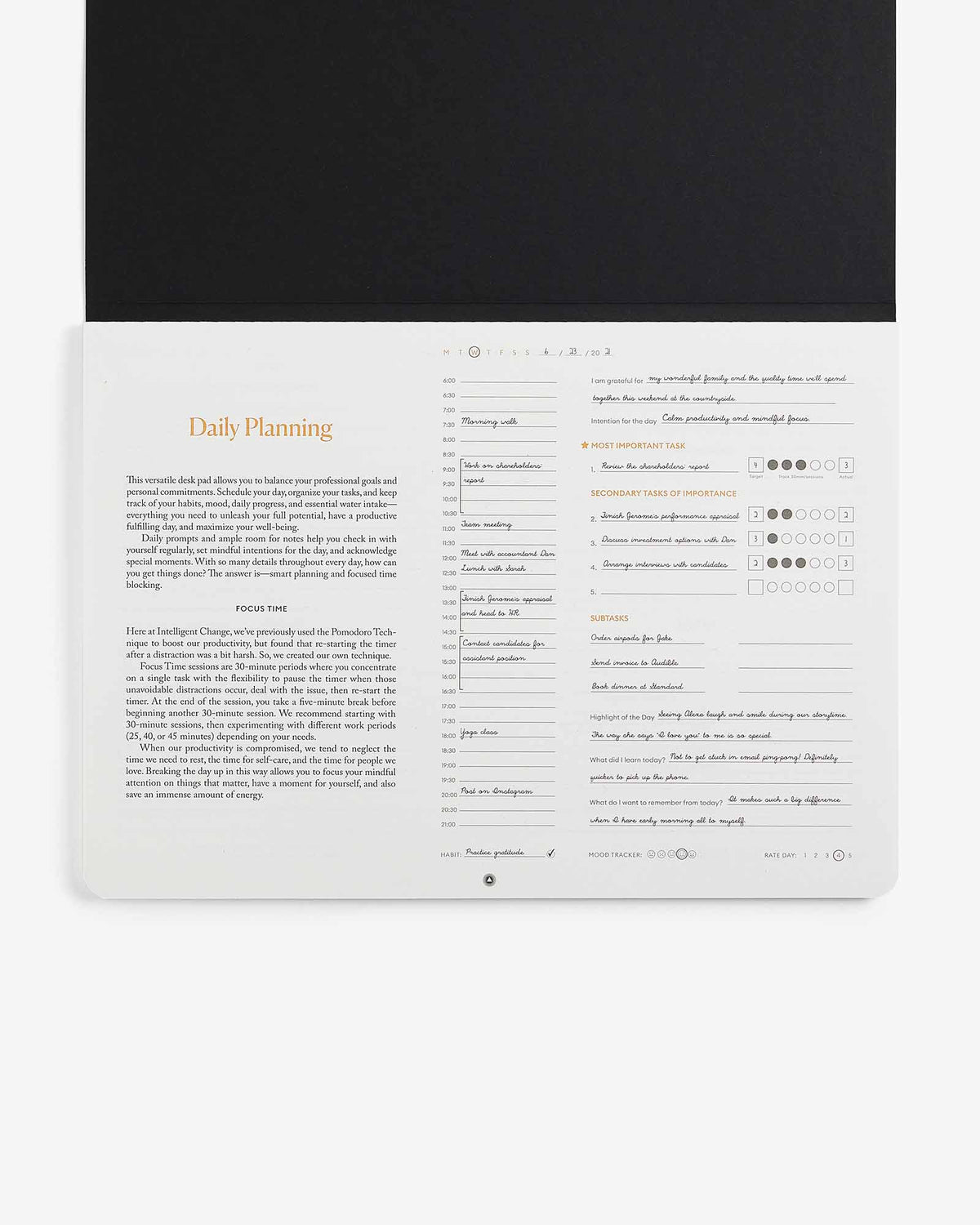 Undated Daily Desk Pad Planner For Tasks Habits Mood And Water